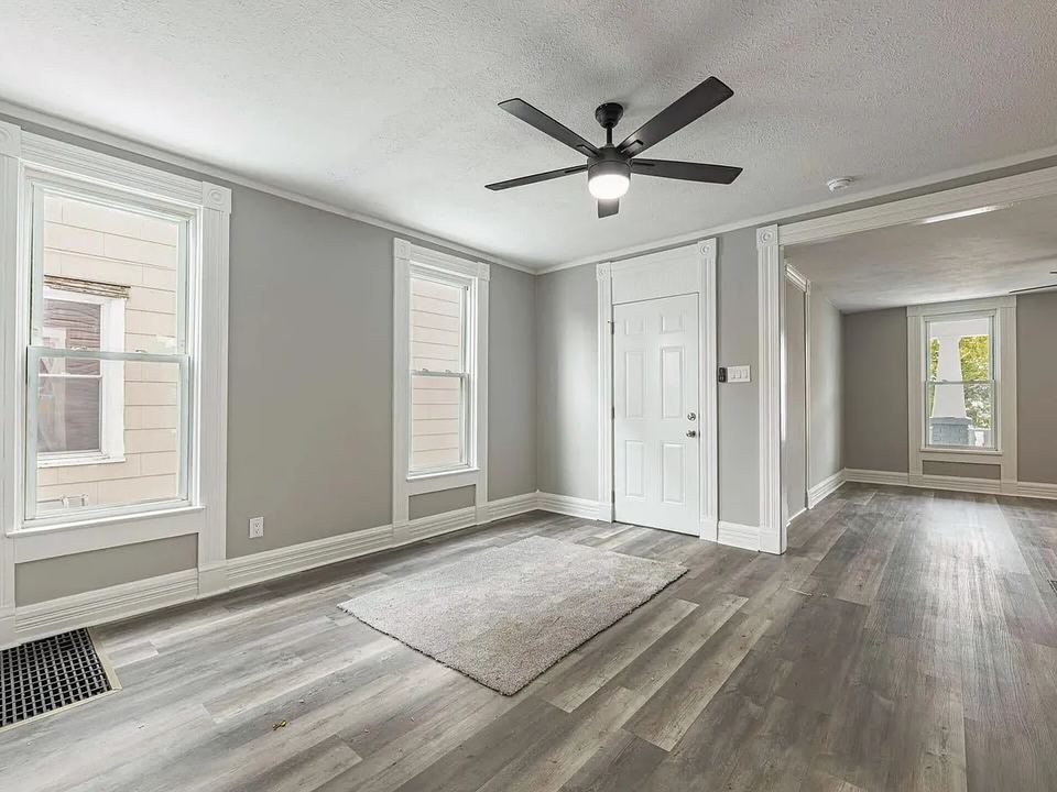 Living room in a house Steven bought and renovated